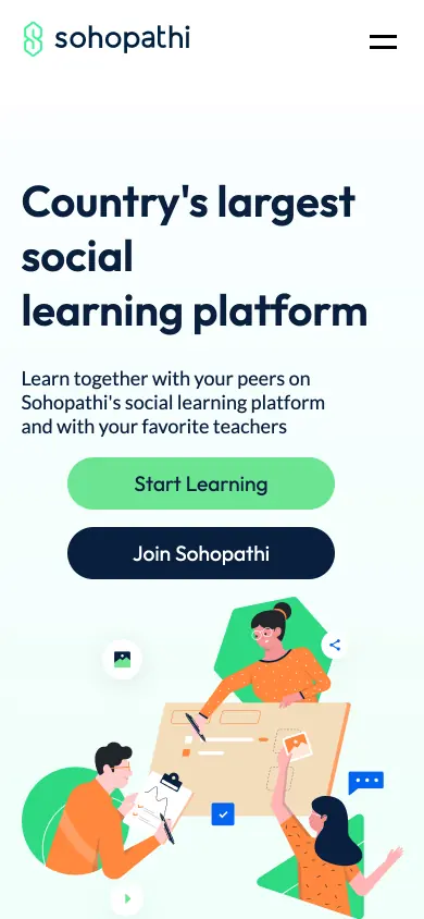 The sohopathi.io home page on a phone in March 2023, with the same headline and numbers.