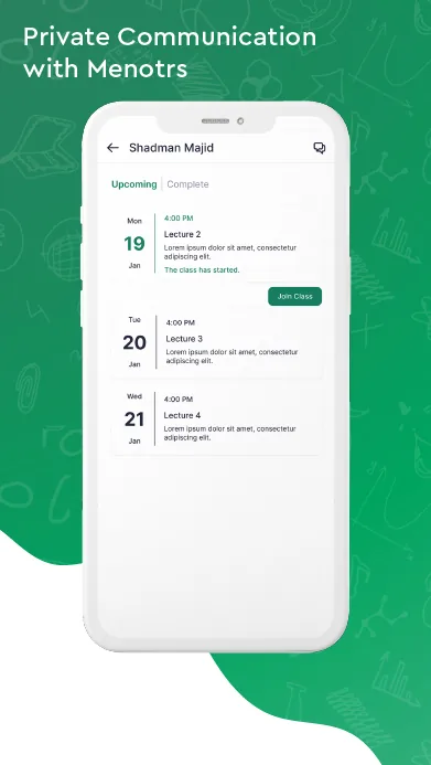 Google Play screenshot of the Sohopathi Android app: mentor chat and class schedule.