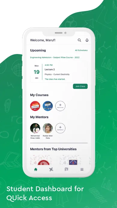 Google Play screenshot of the Sohopathi Android app: student dashboard.